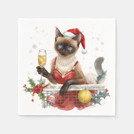 猫テニス選手のクリスマスパーティー スタンダードカクテルナプキン