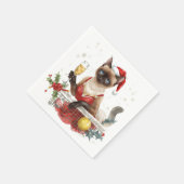 猫テニス選手のクリスマスパーティー スタンダードカクテルナプキン (角)