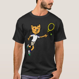 猫テニ遊スバドミントンおもしろいのシャツ Tシャツ