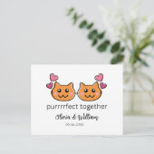 猫テーマおもしろい婚約おめでとうカードラブバード シーズンポストカード (スタンド正面)