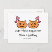 猫テーマおもしろい婚約おめでとうカードラブバード シーズンポストカード (正面/裏面)