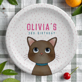 猫テーマの子供の誕生日パーティー ペーパープレート