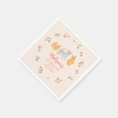 猫テーマピンクバースデーパーティー スタンダードカクテルナプキン (角)