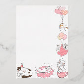 猫テーマベビーガール1歳 箔招待状 (裏面)