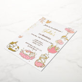 猫テーマベビーガール1歳 箔招待状 (回転した状態)