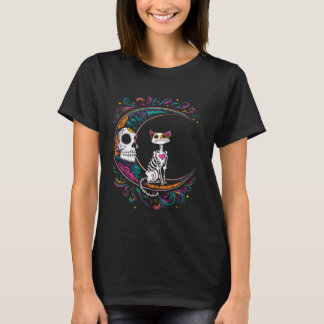 猫ディアデロスムエルトスシュガースカルハロウィンコスチューム Tシャツ
