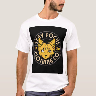 「猫デザインの白いフル袖Tシャツ」 Tシャツ