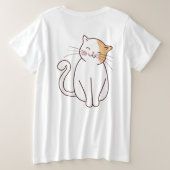 猫デザイン女性 プラスサイズTシャツ (デザイン裏面)