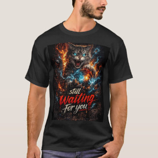 猫デザイン メンズTシャツ あなたを待っている Tシャツ