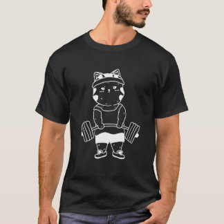 猫デッドリフト パワーリフティング ジム ウエイトリフティング 女性 Tシャツ