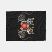 猫デュオかわいい猫メキシコ産の砂糖スカル フリースブランケット (正面(横))