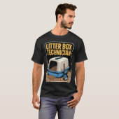 猫トイレ技術者 笑う猫好き Tシャツ (正面フル)