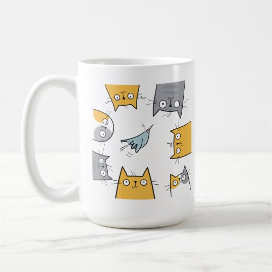 猫トラップ 楽しい かわいい 混乱 猫アート コーヒーマグカップ (左)