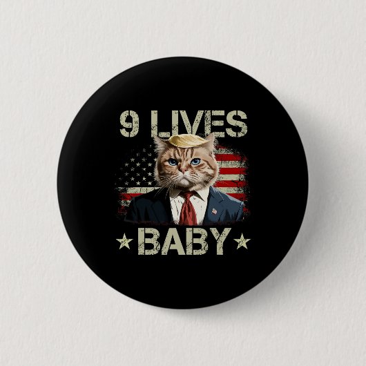 猫トランプ9命トランプ2024勝利勝者 缶バッジ (正面)