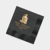 猫トリックトリートバッグハッピーハローウィンウィッシュ名 箔ナプキン (左)