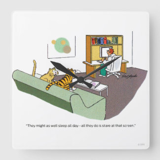 猫トーク スクエア壁時計