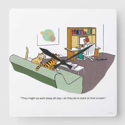 猫トーク スクエア壁時計 (正面)