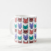 猫ドーカラフルドル顔セラミックマグ11oz/15oz コーヒーマグカップ (正面左)