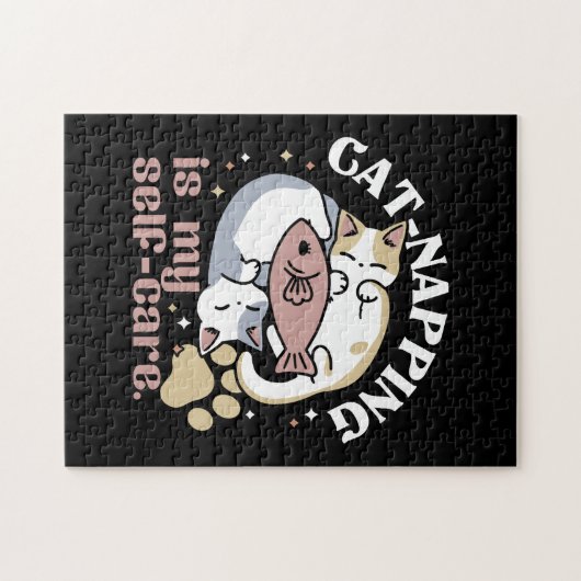 猫ナッピングは私の気に可愛い猫引用文 ジグソーパズル (横)