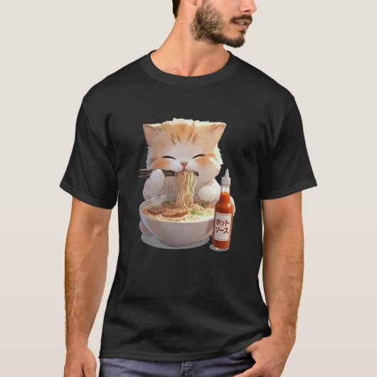 猫ヌードルスソース日本 Tシャツ (正面)
