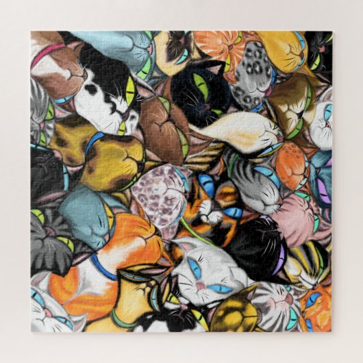 猫ハグカラフルを抱き寄絵画せる ジグソーパズル (横)