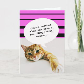 猫ハッピーアワー古いおもしろい誕生日カード カード
