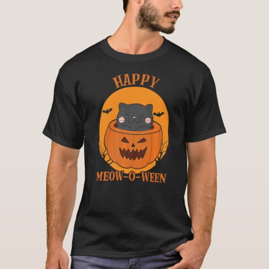 猫ハロウィンの衣装のハッピーニャー Tシャツ (正面)