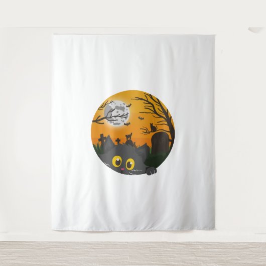 猫ハロウィンキットンハロウィーンの衣装 タペストリー (正面)