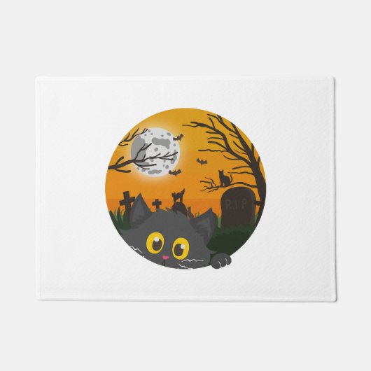 猫ハロウィンキットンハロウィーンの衣装 ドアマット (正面)