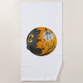 猫ハロウィンキットンハロウィーンの衣装 ビーチタオル (正面)