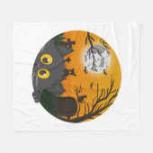 猫ハロウィンキットンハロウィーンの衣装 フリースブランケット (正面(横))