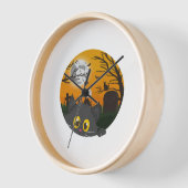 猫ハロウィンキットンハロウィーンの衣装 壁時計 (傾斜)