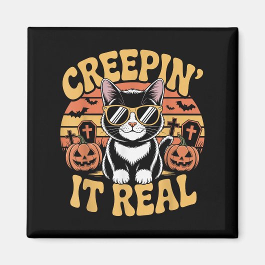 猫ハロウィンン実在プおもしろいンG マグネット (正面)