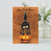 猫ハロウィン怖い漫画のキャラクターが立つ カード (スタンド正面)