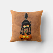 猫ハロウィン怖い漫画のキャラクターが立つ クッション (裏面)