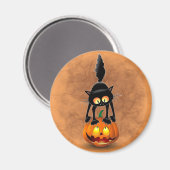 猫ハロウィン怖い漫画のキャラクターが立つ マグネット (正面/裏面)