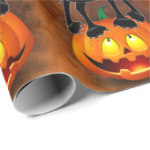 猫ハロウィン怖い漫画のキャラクターが立つ ラッピングペーパー (ロールコーナー)