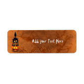 猫ハロウィン怖い漫画のキャラクターが立つ ラベル (正面)