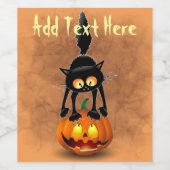 猫ハロウィン怖い漫画のキャラクターが立つ ワインラベル (シングルラベル)