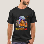 猫ハロウィーンとメリークリスマスハッピーハロサンキュー Tシャツ (正面)
