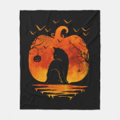 猫ハロウィーンのコスチュームかぼちゃねこ恋人秋海 フリースブランケット (正面)