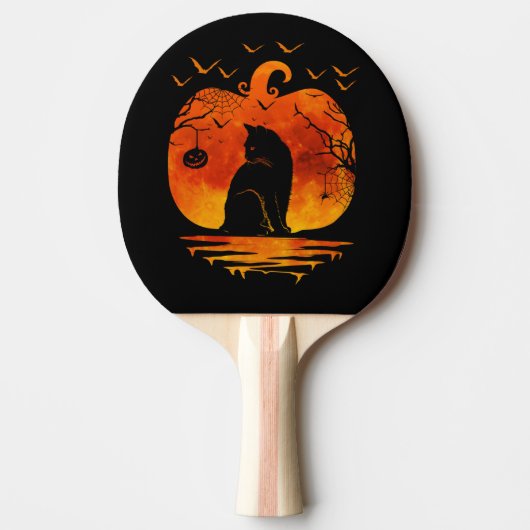 猫ハロウィーンのコスチュームかぼちゃねこ恋人秋海 卓球ラケット (正面)