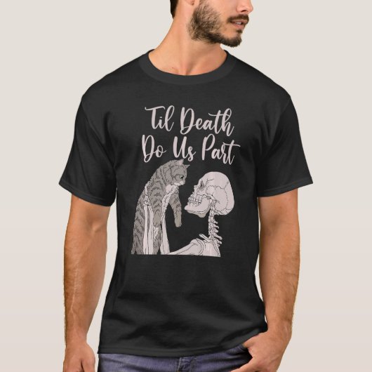 猫ハロウィーンのコスチューム猫スケルトンスカル女性 Tシャツ (正面)