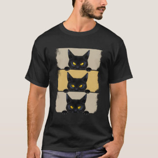 猫ハロウィーンの不機嫌な黒猫ママ Tシャツ