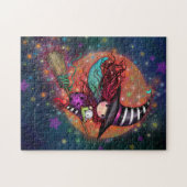 猫ハロウィーンアートの小さな魔女 ジグソーパズル (横)