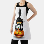 猫ハロウィーン怖いカボチャの漫画 エプロン (インサイチュ)