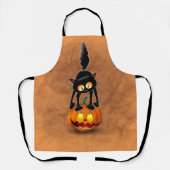 猫ハロウィーン怖いカボチャの漫画 エプロン (正面)