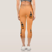 猫ハロウィーン怖いカボチャの漫画 カプリレギンス (裏面)