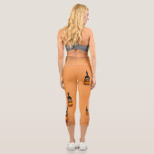 猫ハロウィーン怖いカボチャの漫画 カプリレギンス (裏面)