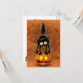 猫ハロウィーン怖いカボチャの漫画 カード (正面/裏面インサイチュ)